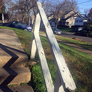 Deteriorating paint on handrail